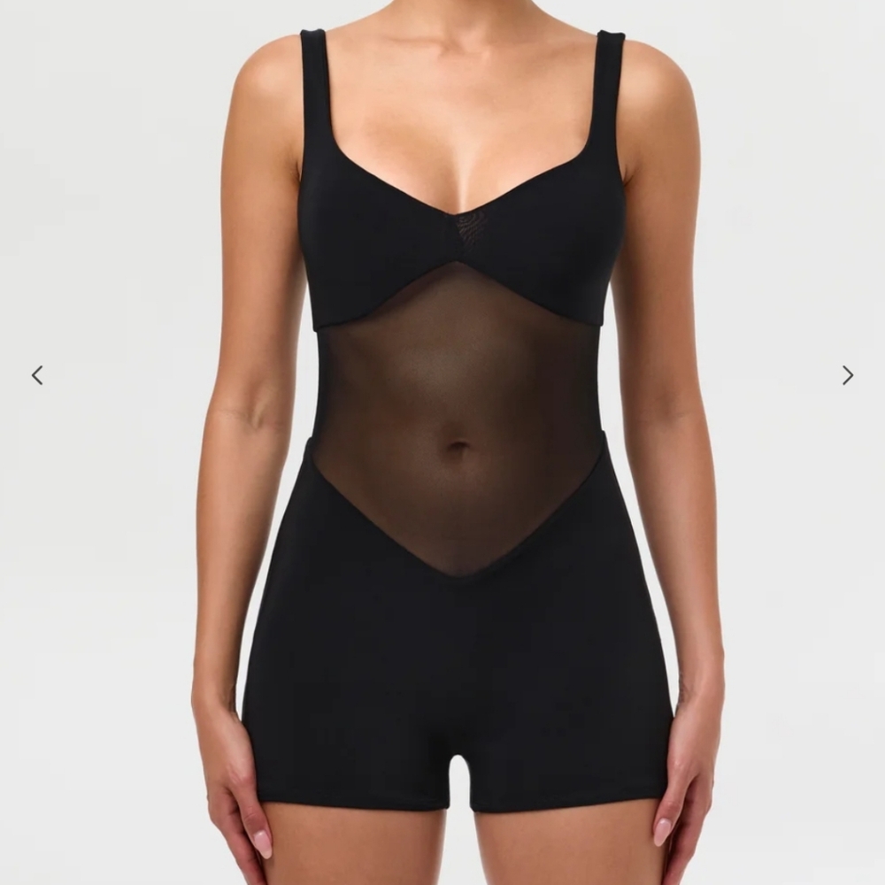 Naked Wardrobe Black Mesh Romper